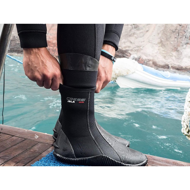 Cressi Unisex Isla Neoprene 5mm Diving Boots, Black With Blue