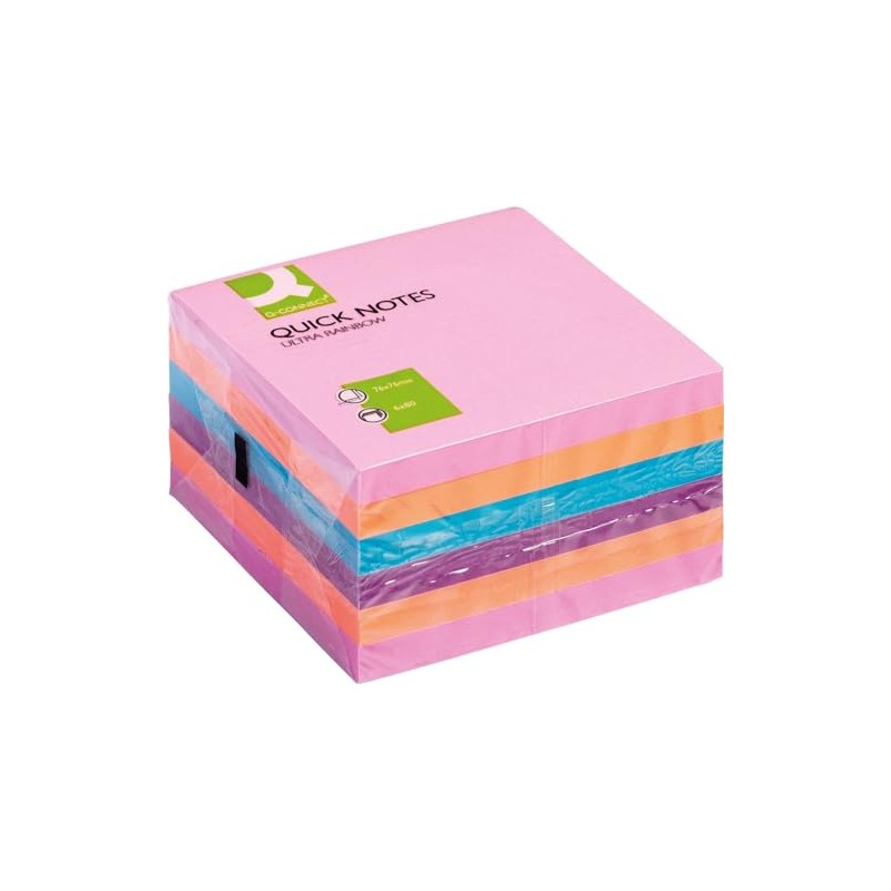 Q Connect KF02515 Post-it Notes Sticky Notes: Rainbow Pack of