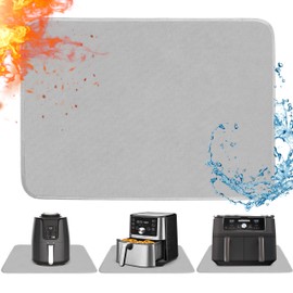 Amerbro Heat Resistant Mat for Air Fryer, 16 x 24in Heat Resistant Mat for Countertop, Fireproof Silicone Countertop Protector Appliance Slide for Air Fryer, Coffee Maker, Toaster, Oven (Grey)