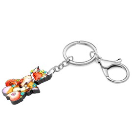 WEVENI Acrylic Cartoon Fox Keychain Cute Jewelry for Women Girls Bag Purse Car Pendant (Fox D)