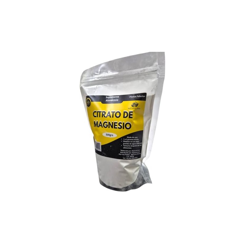 Citrato de Magnesio en Polvo, 100% Natural, 500g NATURAL-INN