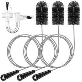 Gulfmew 3 Pcs Condensate Trap Flexible Drain Brush, 48 Inch AC Drain Line Cleaning Brush for AC & HAVC Condensate P Trap, Black