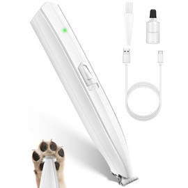 lexflext Dog Paw Trimmer for Grooming, Cordless Rechargeable Dog Clippers with Widened Blade, Low Noise Electric Cat Precision Shaver for Small Pet's Hair Around Eyes, Faces, Ears, Paws, Rump(White)