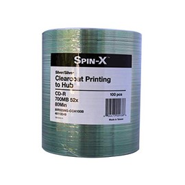 100 Spin-X 52x CD-R 80min 700MB Clear Coat Hub Top