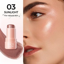 SACE LADY Jelly Highlighter Stick,3 Colors,Long Lasting Shimmering Highlighter,Face Makeup Stick for All Skin Types - Color: 03 SUNLIGHT