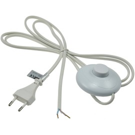 Cable with Foot Switch 2 m for Lamps Euro Devices Power Cord 2-Pin Pedal Switch White