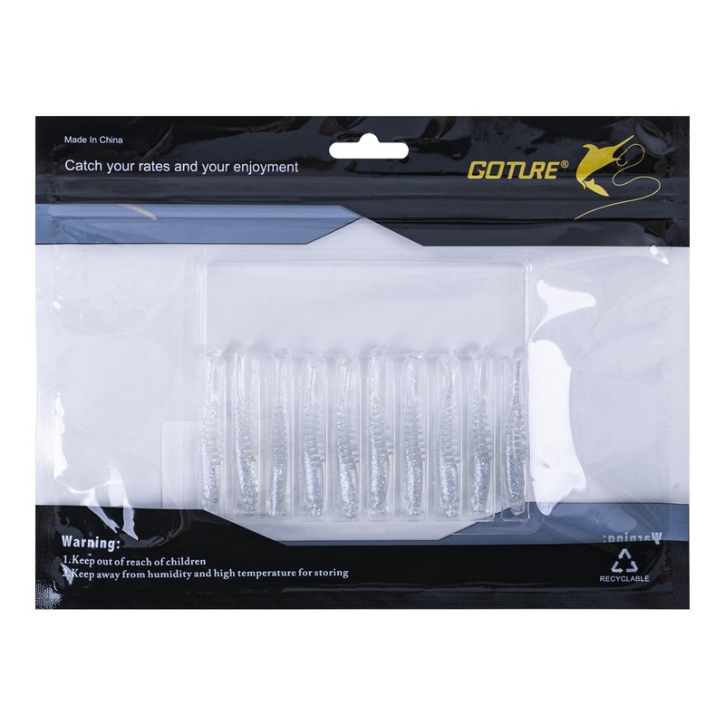 Goture Crowworm, 10-Piece Set, UV Phosphorescent, Blackfish, Chinu, Root Fish,