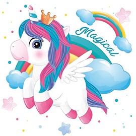 20 Napkins Flying Unicorn on the Rainbow | Fantasy | Children | Birthday | Party | Children's Motif | Girls | Table Decoration 33 x 33 cm
