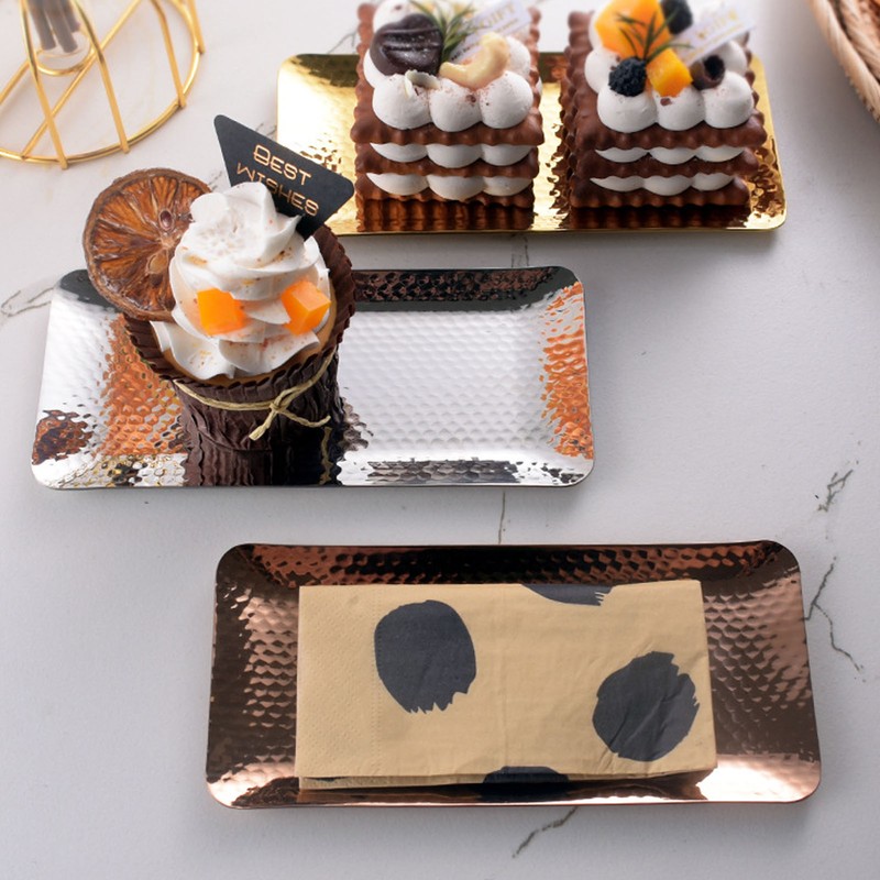 Hammered Tray Exquisite Odorless Stainless Steel Serving Tray for Living
