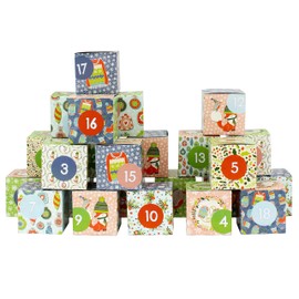 Paper Dragon DIY Advent Calendar Box Set – Green Motif with Football Players – 24 Colourful Cardboard Boxes to Stand Up and Fill – 24 Boxes – Christmas 2018