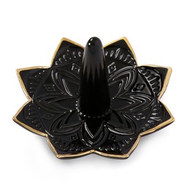 Ceramic Ring Holder for Jewelry,Black Mandala Ring Dish Jewelry Dish Jewelry Holder,Room Decor,Engagement Wedding Birthday Gifts for Couples Women Girls