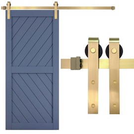 Rio Salto Gold Barn Door Hardware Kit Adjustable Length up to 6ft 7in (36"-79") Sliding Hardware Modern Interior Gold Barn Panel 1 Panel Light Gold NO Door