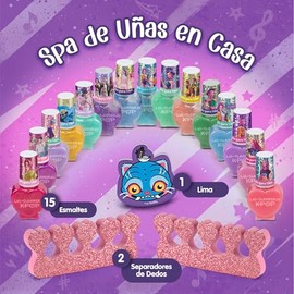 Set Esmaltes de Uñas para Niñas Las Guerreras Kpop, 15 Colores Desprendibles a Base de Agua, Separadores de Dedos, Lima Incluida, No Tóxico, Libre de 