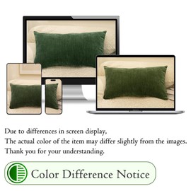 JoraLion Chenille Lumbar Pillow Covers 12x24 inch, Moss Green Spring Decorative Pillow Covers, Farmhouse Solid Dyed Soft Chenille Cushion Case for Couch Sofa Bed Living Room, Pack of 1(Cover ONLY), LPC0004-001