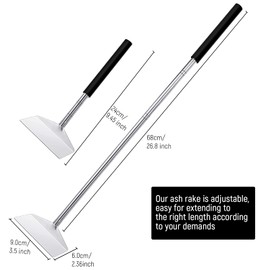 Jakeei - Herramienta extensible para cenizas de barbacoa de acero inoxidable, herramienta de eliminación de cenizas de carbón y carbón de leña (1)