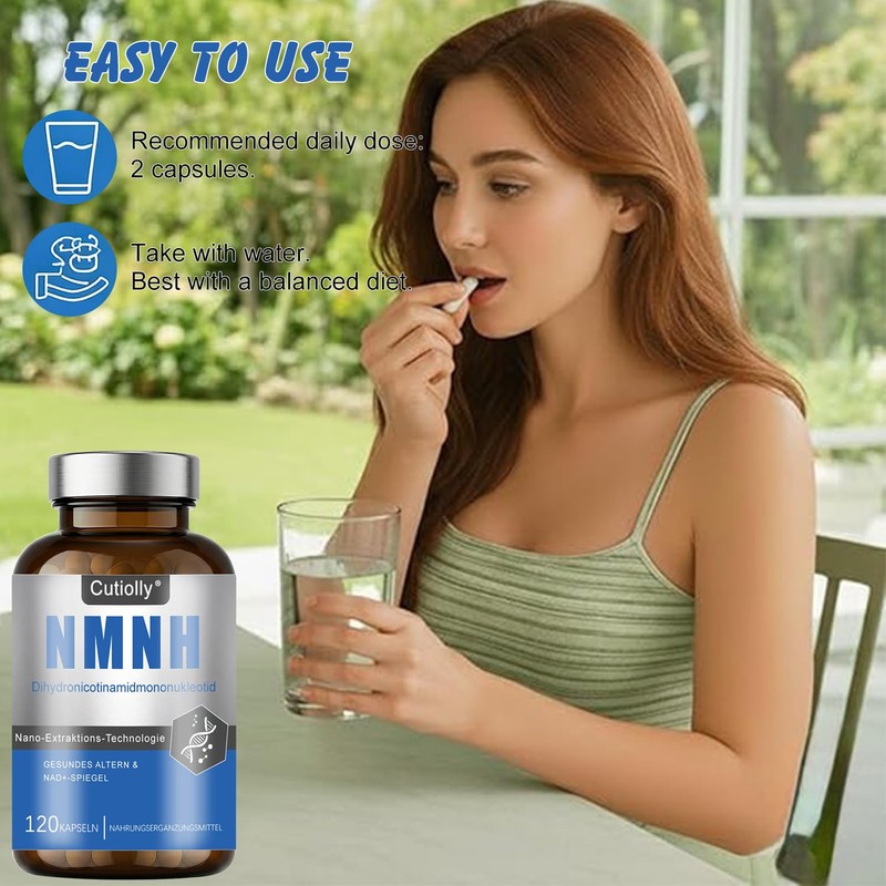NMNH Capsules, NMNH Capsules High Dose, NAD+ Supplement, 120 Vegan,
