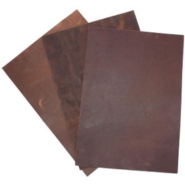 HAPPER STUDIO Cowhide Leather Thickness 1.6 mm Pull Up Crazy Horse Waxed Leather Sheets for Crafts (3, Mix Brown, A4 (210 x 297 mm)