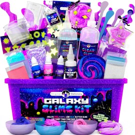 Original Stationery Galaxy Slime Kit, Maker Set with Glow in The Dark...