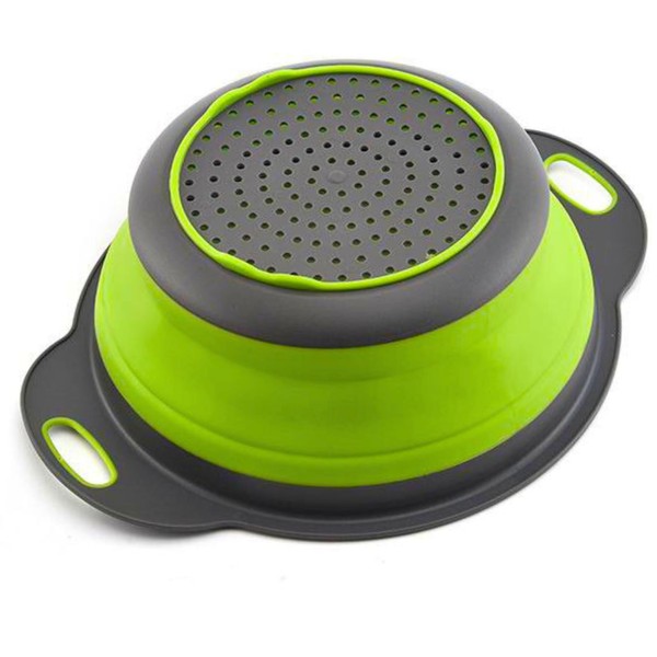 Green Round Silicone Collapsible Colander – Silicone Round Small Kitchen