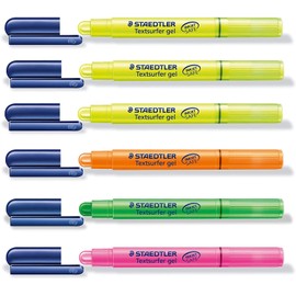 STAEDTLER Textsurfer Gel Highlighter Pen (6 Pens 4 Colours) Pink, Green, Orange and 3 x Yellow