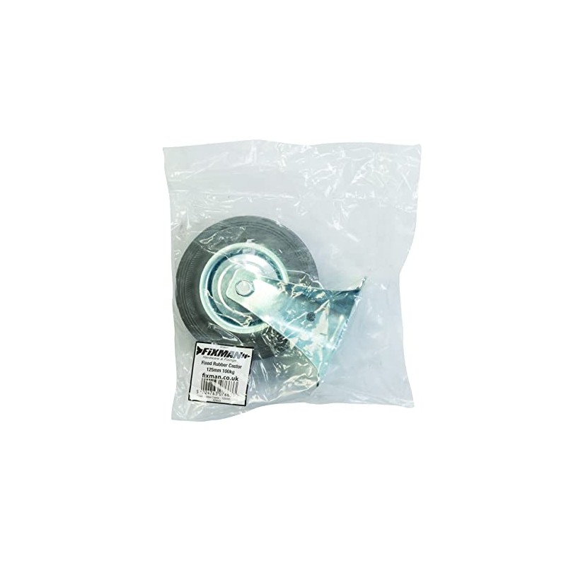 Silverline 926633 Fixman Rubber Castor Fixed, 125 mm 100 kg