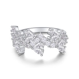 Ladytree Heart Marquise Ring for Women 925 Sterling Silver White Gold Plated Wedding Engagement Band Ring Birthday Mother’s Day Gifts Jewelry Gift For Her（Size 7）, Sterling Silver, Cubic Zirconia