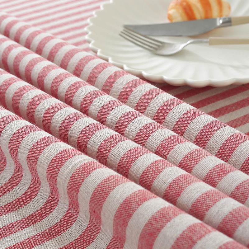 meioro Tablecloths Striped Tassel Table Cloth Rectangular Tablecloth Cotton Linen