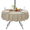 LUSHVIDA Outdoor Tablecloth with Umbrella Hole, Natural, 60 Inch Round