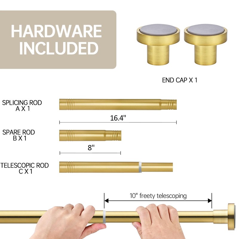 BRIOFOX Shower Curtain Rod Adjustable 18-50 Inch, Spring Tension Shower
