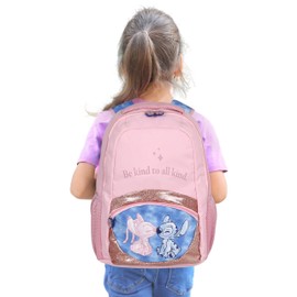 sarcia.eu Starpackaged Triple School Backpack for Girls with Reflectors, School Bag in Strawberry, Pink, 40 x 29 x 20 cm, 23 L, Pink Stitch Angel