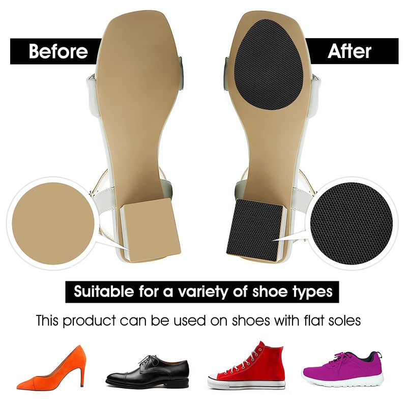 Molain Non-Slip Shoe Pads, Black, 4 Pairs, Self-Adhesive Rubber Sole