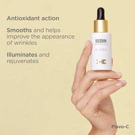 ISDIN Flavo-C Vitamina C y Antioxidante Antienvejecimiento Beneficios Suero, Aumenta el brillo de la piel, elasticidad y textura, 1 onza líquida