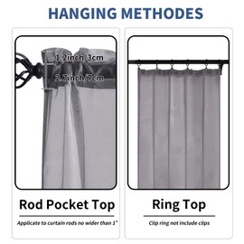 KarINSTALLi - Cortinas transparentes de gasa semi de 96 pulgadas de largo, 2 paneles de bolsillo para barra, tratamiento de ventana para sala de estar, recámara, comedor (gris, 42 pulgadas de ancho x