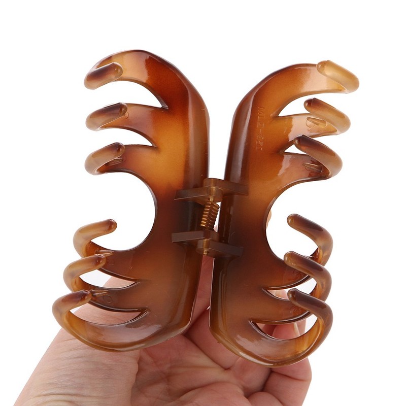 Loneedy no-slip grip large crystal plastic octopus jaw clips, hair