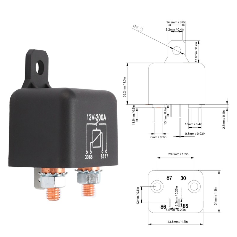 Start Relay Small 200A Normally Open 4 Pin Automotive Marine