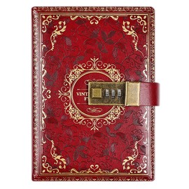 NectaRoy B6 Vintage Lockable Diary, European Style Travel Journal with Lock, PU Leather Password Notebook Planner Agenda Sketchbook, Office School Supplies Student Stationery Birthday Gift, 20x14cm