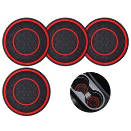 Car Cup Holder Insert - TRACOMPAN 4PCS Red 2.75" Anti-Slip & Heat-Resistant Coaster Mats | Shockproof Plastic Insulation Cup Mats | Universal Car Accessories Interior for Cars/SUVs/Trucks