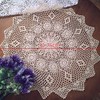 Yizunnu Handmade Round Beige Cotton Crochet Lace Doily Tablecloth,Diameter 29
