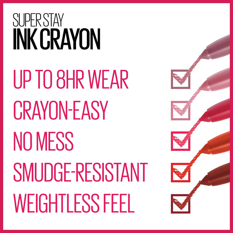 Maybelline Super Stay Ink Crayon Lipstick Makeup, Precision Tip Matte