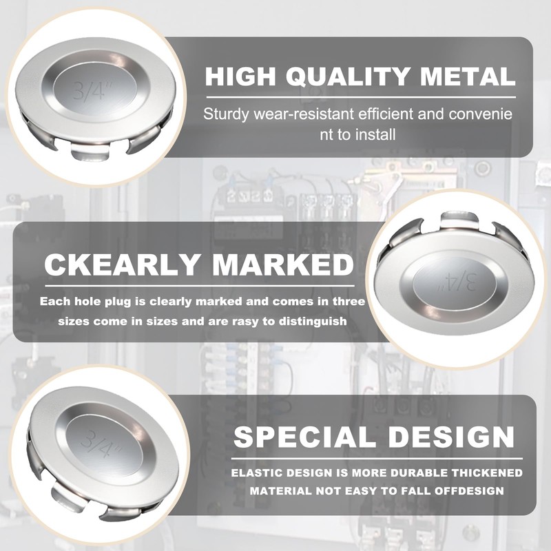 Wocloer 12 Pcs Stainless Steel Electrical Box Knockout Plugs -