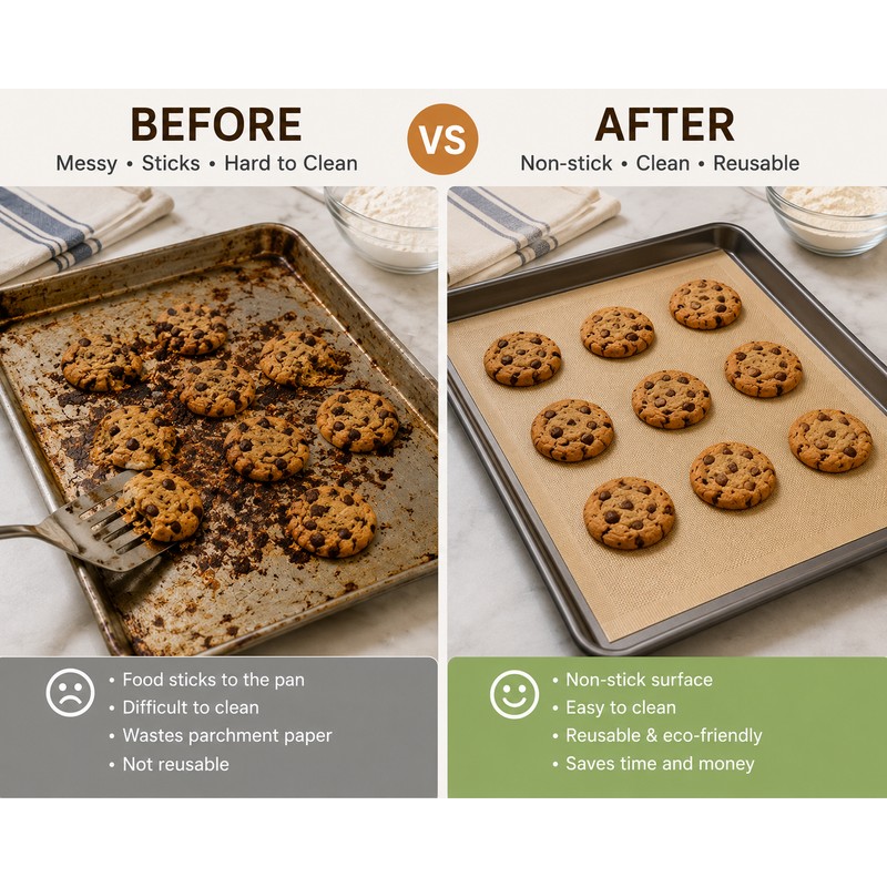 12x16 Inch White Silicone Baking Mat Non-Stick Reusable Oven Liner