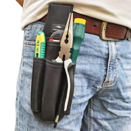 Small Tool Pouches with Belt Clip,Electrician Tool Bag,Tool Pouch for Belt,Tool Organizer Holster with 4 Pockets (Black)