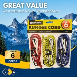 Ardisle 6 BUNGEE STRAPS CORDS WITH HOOKS ELASTICATED ROPE CORD CAR BIKE LUGGAGE TIE DOWN