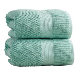NY Loft 100% Cotton 2 Pack Bath Sheet Towel Set | Super Soft & Absorbent Quick-Dry Oversize Bath Towels |Textured and Durable Cotton | Wasabi Green