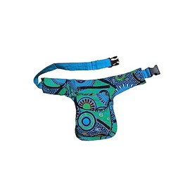 Handmade Fanny Pack Made in Nepal Patchwork Multicolor Print Travel Crossbody Fannypack (Turquoise)