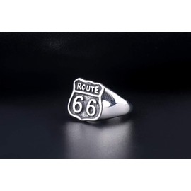 Sping Jewelry Route 66 Shield Biker Ring Stainless Steel for Men