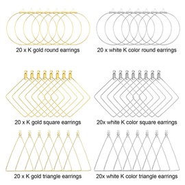 120pcs Earrings Beading Hoop Round Hoop Earring Triangle Earring Square Geometric Earring Earring Finding Beading Hoop Earrings for Jewelry Making DIY Craft Earring