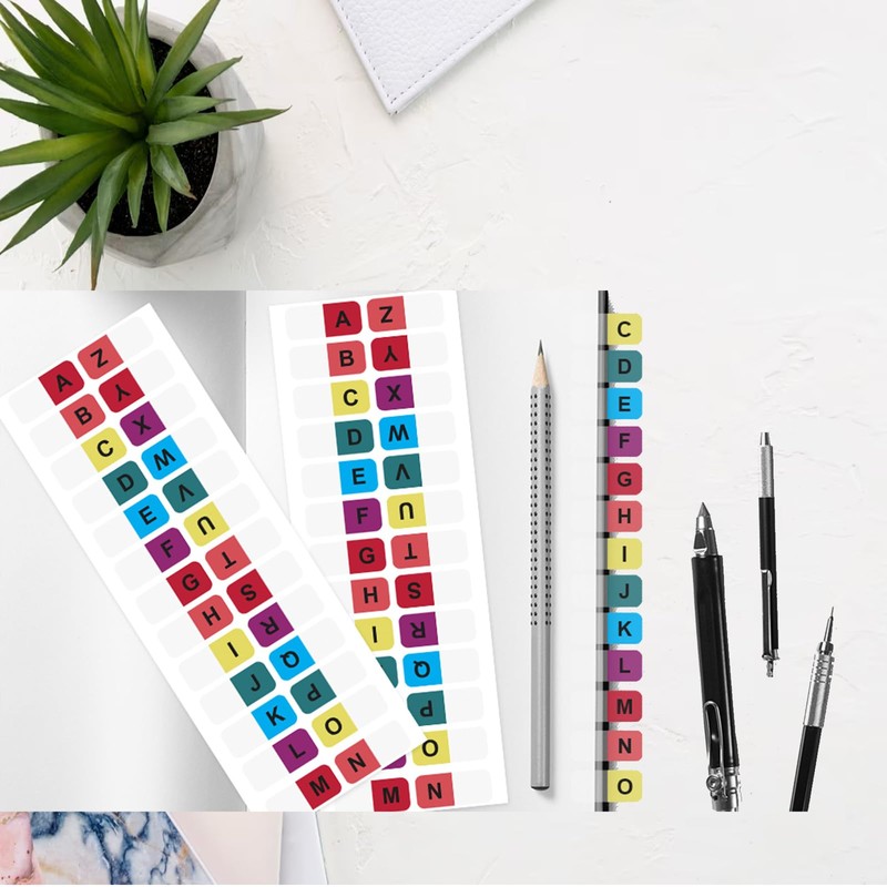 A-Z tabs Sticky Alphabet Tabs Colorful Self-Adhesive Letter Tabs Small
