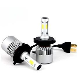 Di-CoPoss LED Headlight, H4, Hi/Lo Vehicle Inspection Compatible, Switchable Type, US Bridge Lux COB Chip, Integrated Type, 4000 Lmx2, 35W x 2, 6500K, White, DC9-32V, Set of 2 (H4)