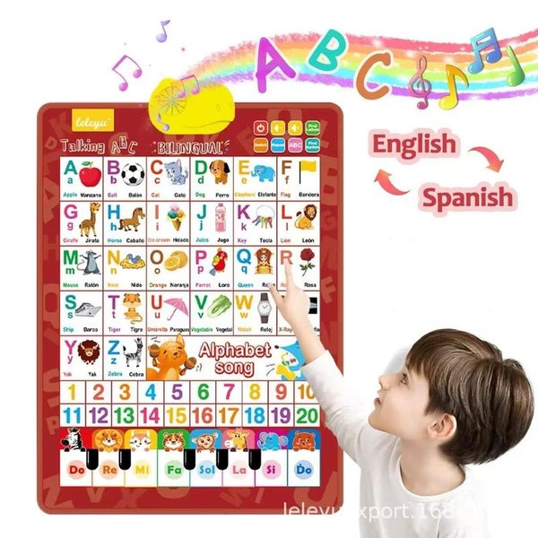 Bilingual Talking Wall Chart for Kids-English &Spanish Learning Poster with